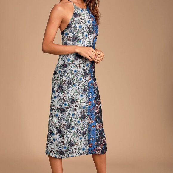 Lulu's Lullaby Multi Print Midi Dress Size Small NWT - Picture 1 of 13